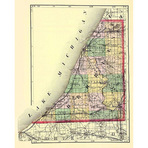 Berrien Michigan - Walling 1873 Black Modern Wood Framed Art Print by Walling