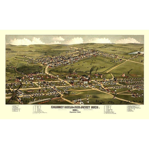 Calumet Hecla Red Jacket Michigan - Stoner 1881 White Modern Wood Framed Art Print by Stoner