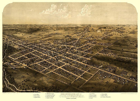 Coldwater Michigan - Ruger 1868  White Modern Wood Framed Art Print with Double Matting by Ruger