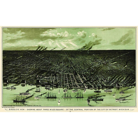 Detroit Central Michigan - Calvert 1898 Black Modern Wood Framed Art Print with Double Matting by Calvert