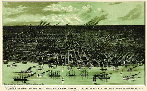 Detroit Central Michigan - Calvert 1898 White Modern Wood Framed Art Print with Double Matting by Calvert