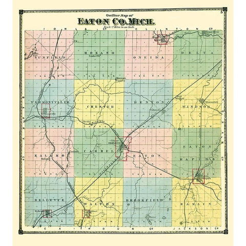 Eaton Michigan - Bullock 1873 White Modern Wood Framed Art Print by Bullock