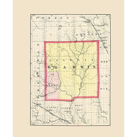 Gladwin Michigan - Walling 1873 Black Modern Wood Framed Art Print with Double Matting by Walling