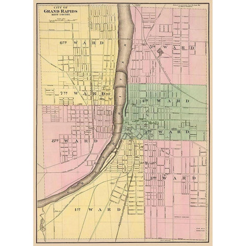 Grand Rapids Michigan -Tinkham 1873 White Modern Wood Framed Art Print by Tinkham