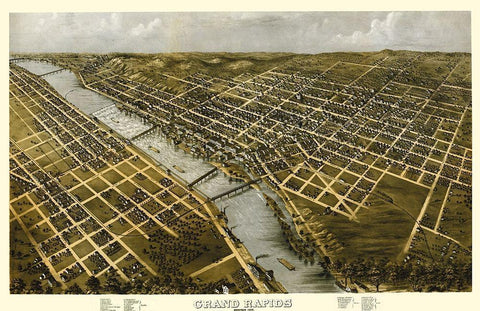 Grand Rapids Michigan - Ruger 1868 White Modern Wood Framed Art Print with Double Matting by Ruger