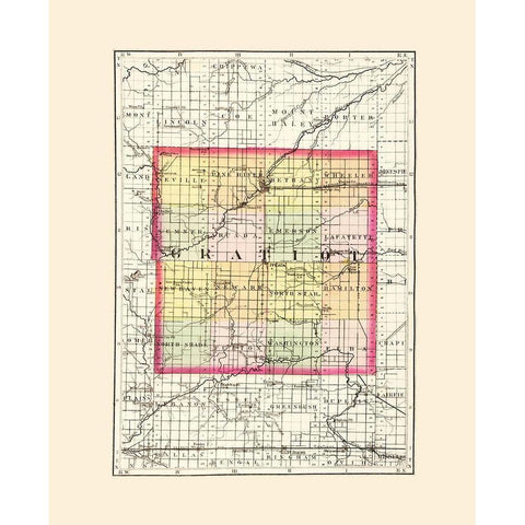 Gratiot Michigan - Walling 1873 Black Modern Wood Framed Art Print with Double Matting by Walling