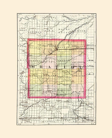 Gratiot Michigan - Walling 1873 White Modern Wood Framed Art Print with Double Matting by Walling