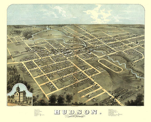 Hudson Michigan - Ruger 1868  Black Ornate Wood Framed Art Print with Double Matting by Ruger