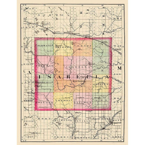 Isabella Michigan - Walling 1873 Black Modern Wood Framed Art Print with Double Matting by Walling