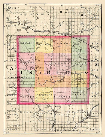 Isabella Michigan - Walling 1873 White Modern Wood Framed Art Print with Double Matting by Walling