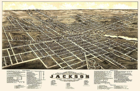 Jackson Michigan - Beck 1881 White Modern Wood Framed Art Print with Double Matting by Beck