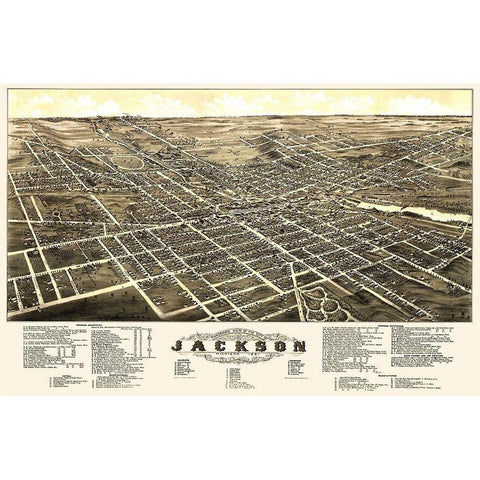 Jackson Michigan - Beck 1881 Black Modern Wood Framed Art Print with Double Matting by Beck