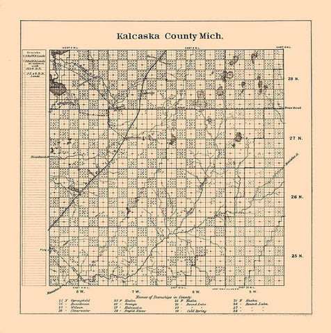 Kalcaska County Michigan - Frost 1878  Black Ornate Wood Framed Art Print with Double Matting by Frost