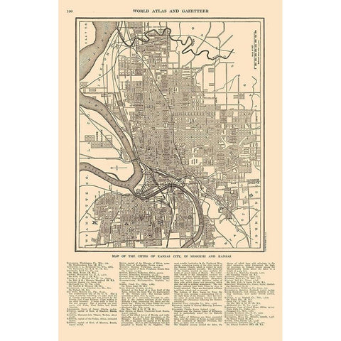 Kansas City  Missouri - Reynold 1921 Gold Ornate Wood Framed Art Print with Double Matting by Reynold
