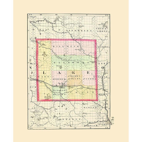 Lake Michigan - Walling 1873 Gold Ornate Wood Framed Art Print with Double Matting by Walling