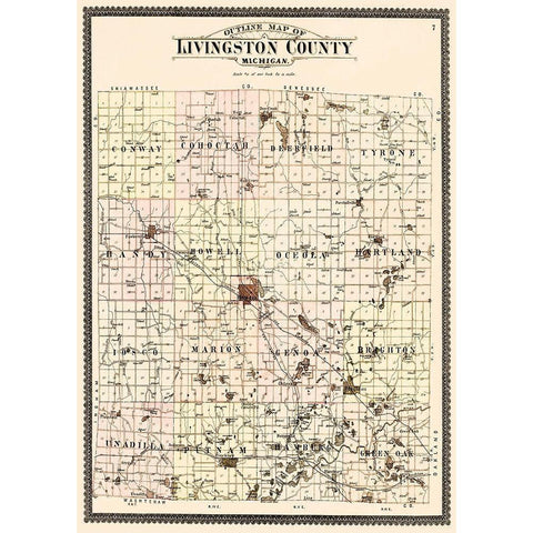 Livingston Michigan - Ogle 1895 Black Modern Wood Framed Art Print by Ogle