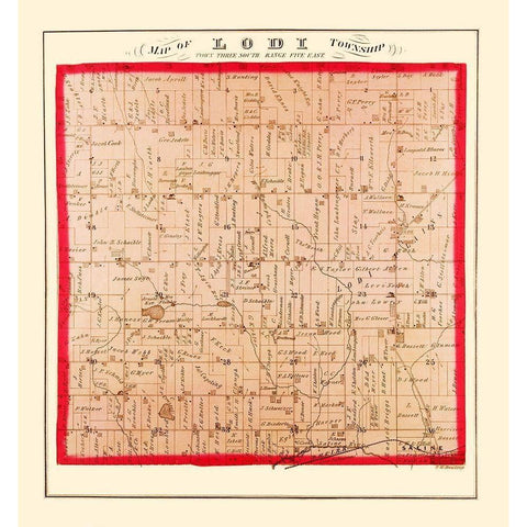 Lodi Michigan Landowner - Dewling 1874 Black Modern Wood Framed Art Print by Dewling