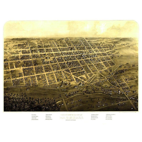 Marshall Michigan - Ruger 1868 Gold Ornate Wood Framed Art Print with Double Matting by Ruger