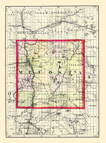 Mecosta Michigan - Walling 1873 White Modern Wood Framed Art Print with Double Matting by Walling