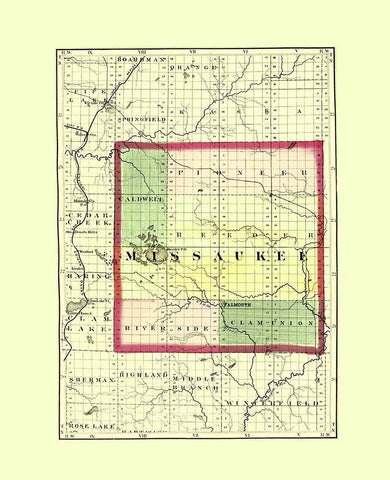 Missaukee Michigan - Walling 1873 White Modern Wood Framed Art Print with Double Matting by Walling