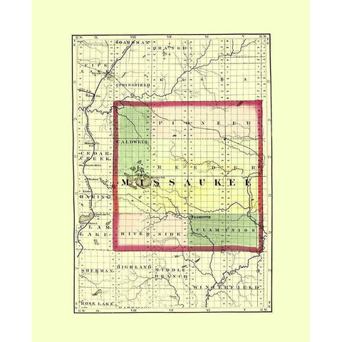 Missaukee Michigan - Walling 1873 Gold Ornate Wood Framed Art Print with Double Matting by Walling