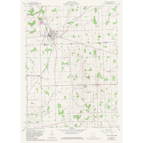 Morenci Michigan Quad - USGS 1960 Black Modern Wood Framed Art Print by USGS