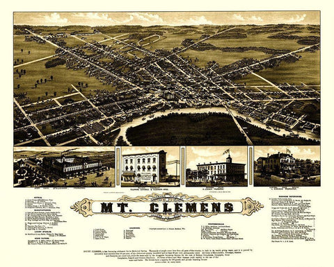 Mt Clemens Michigan - Beck 1881 Black Ornate Wood Framed Art Print with Double Matting by Beck