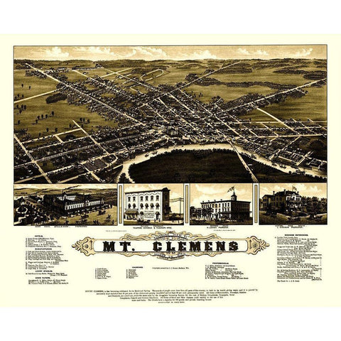 Mt Clemens Michigan - Beck 1881 Black Modern Wood Framed Art Print with Double Matting by Beck