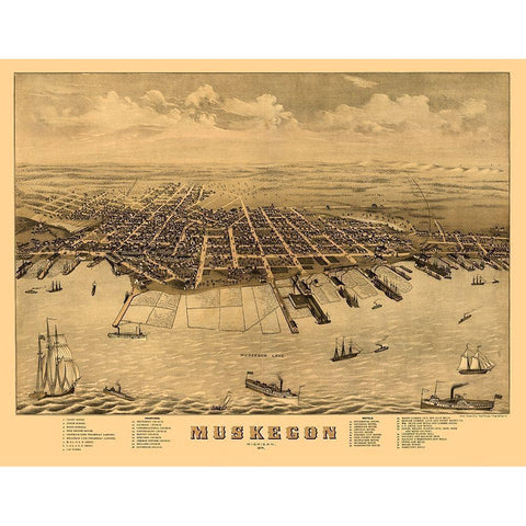 Muskegon Michigan - Ruger 1874  White Modern Wood Framed Art Print by Ruger