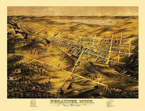 Negaunee Michigan - Bailey 1871 Black Ornate Wood Framed Art Print with Double Matting by Bailey