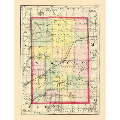 Newaygo Michigan - Walling 1873 White Modern Wood Framed Art Print by Walling