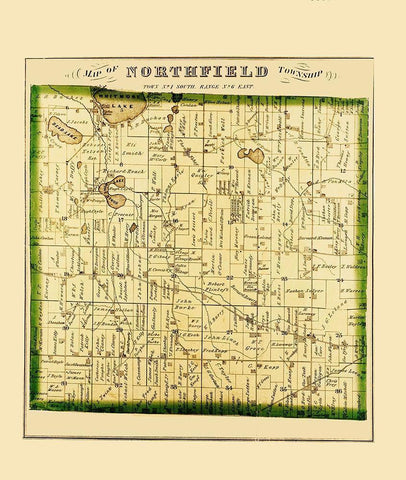 Northfield Michigan Landowner - Everts 1874 White Modern Wood Framed Art Print with Double Matting by Everts