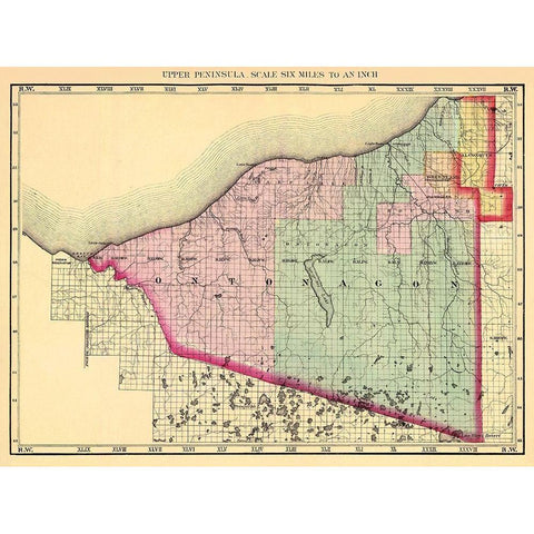 Ontonagon Michigan - Walling 1873 Black Modern Wood Framed Art Print by Walling