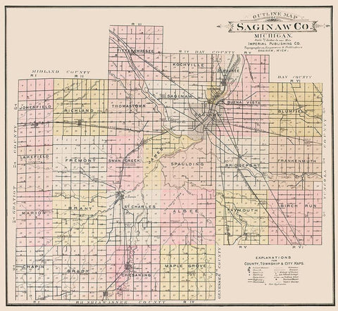 Saginaw Michigan - Imperial 1896 Black Ornate Wood Framed Art Print with Double Matting by Imperial