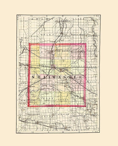 Shiawassee Michigan - Walling 1873 White Modern Wood Framed Art Print with Double Matting by Walling