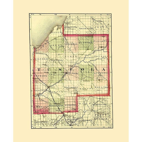 Tuscola Michigan - Walling 1873 Black Modern Wood Framed Art Print by Walling