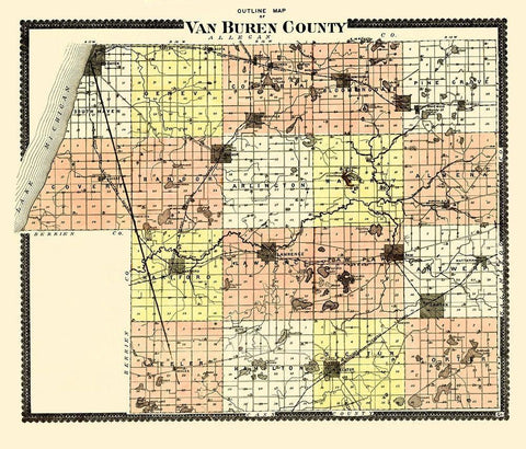Van Buren Michigan - Goss 1895 White Modern Wood Framed Art Print with Double Matting by Goss