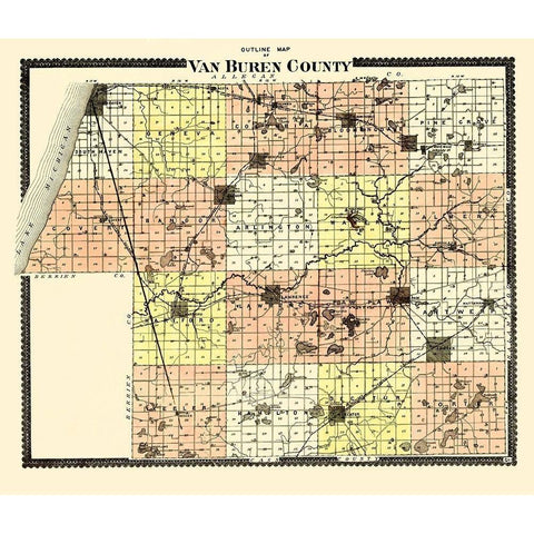 Van Buren Michigan - Goss 1895 Gold Ornate Wood Framed Art Print with Double Matting by Goss