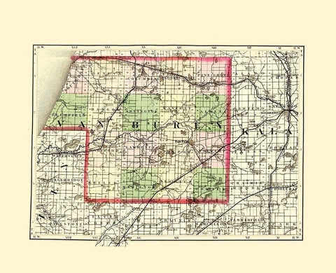 Van Buren Michigan - Walling 1873 White Modern Wood Framed Art Print with Double Matting by Walling