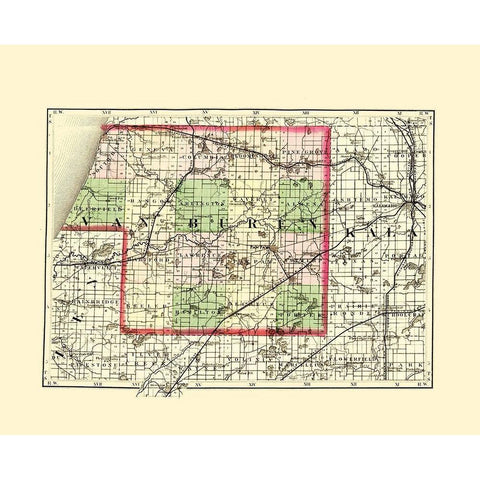 Van Buren Michigan - Walling 1873 White Modern Wood Framed Art Print by Walling