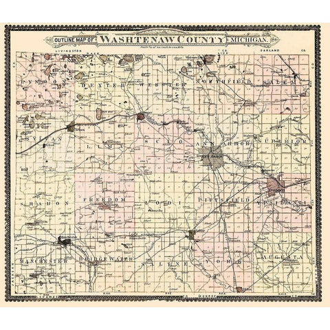 Washetenaw Michigan - Ogle 1895 Black Modern Wood Framed Art Print with Double Matting by Ogle