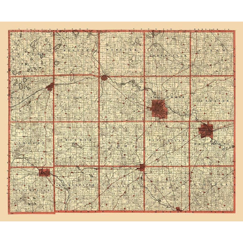 Washtenaw County Michigan - Dickson 1896  Black Modern Wood Framed Art Print with Double Matting by Dickson