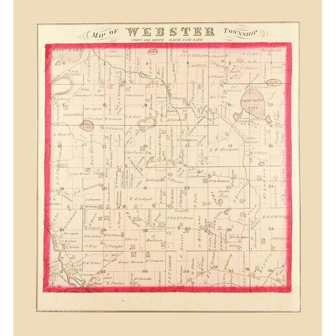 Webster Michigan Landowner - Everts 1874 Black Modern Wood Framed Art Print with Double Matting by Everts