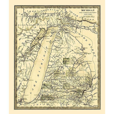 Michigan - Burr 1831 Black Modern Wood Framed Art Print by Burr