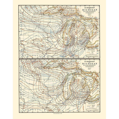 Michigan Climatology Summer to Winter White Modern Wood Framed Art Print by Tackabury