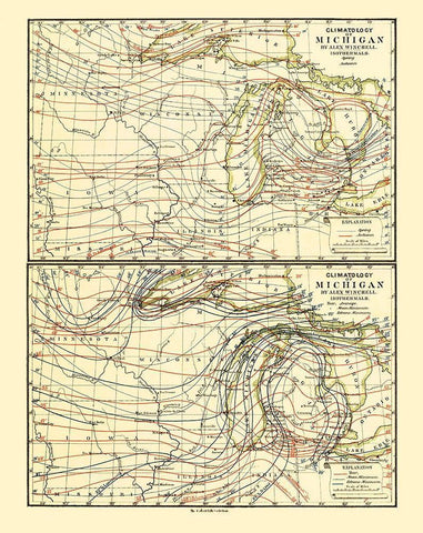 Michigan Climatology Spring White Modern Wood Framed Art Print with Double Matting by Tackabury