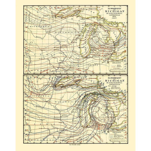 Michigan Climatology Spring Gold Ornate Wood Framed Art Print with Double Matting by Tackabury