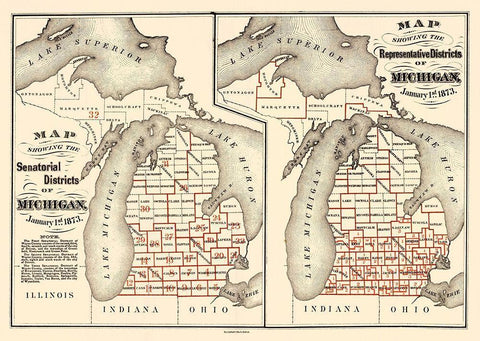 Michigan Senatorial, Representative - Calvart Black Ornate Wood Framed Art Print with Double Matting by Calvert