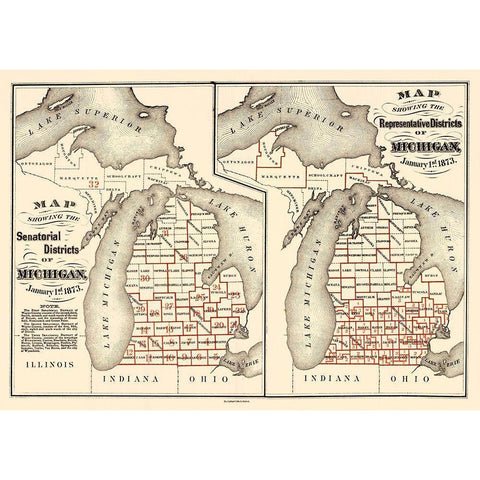 Michigan Senatorial, Representative - Calvart Black Modern Wood Framed Art Print by Calvert