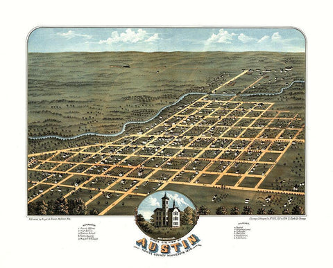 Austin Minnesota - Stoner 1870  Black Ornate Wood Framed Art Print with Double Matting by Stoner